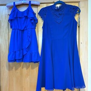 Mom & Me Royal Blue Ruffle & Lace Party Dresses - Set selling together